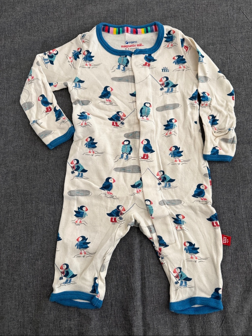 MagneticMe organic cotton footless coverall - Stud Puffin